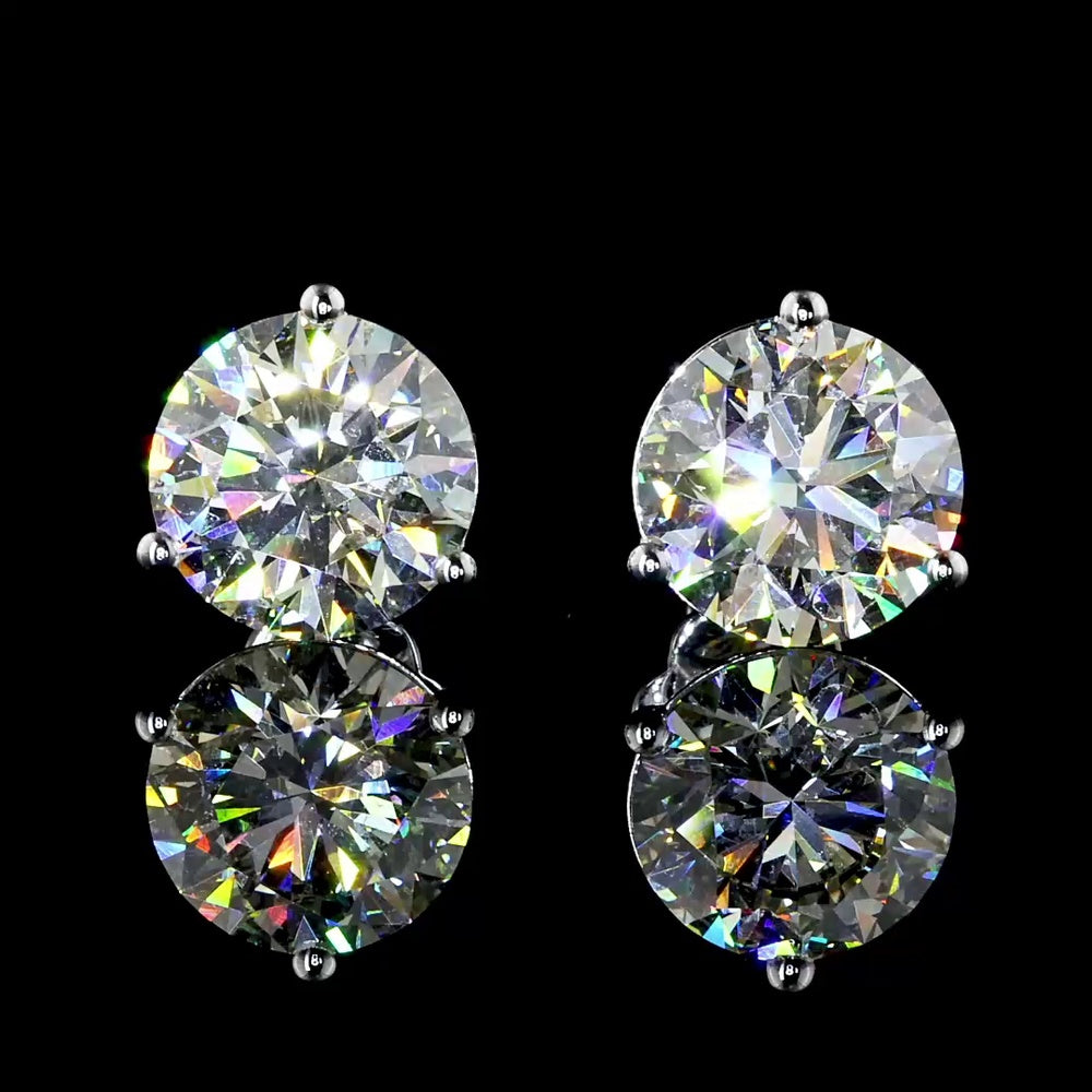14K White Gold Round Brilliant Martini Stud Earrings with IGI Certified Lab Diamonds - 6.05 Carat Total Diamond Weight - Covaloro Fine Jewelry