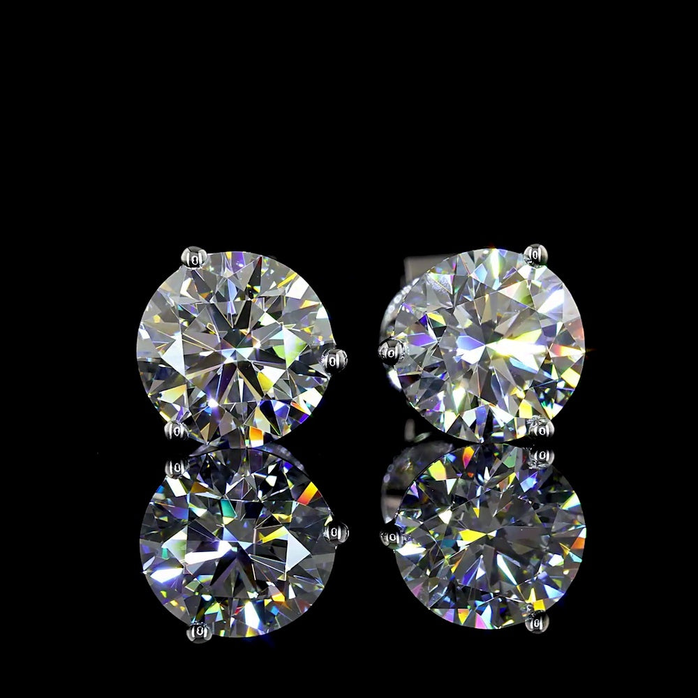 14K White Gold Round Brilliant Martini Stud Earrings with Lab Diamonds - 2.51 Carat Total Weight, D VS1 - Covaloro Fine Jewelry