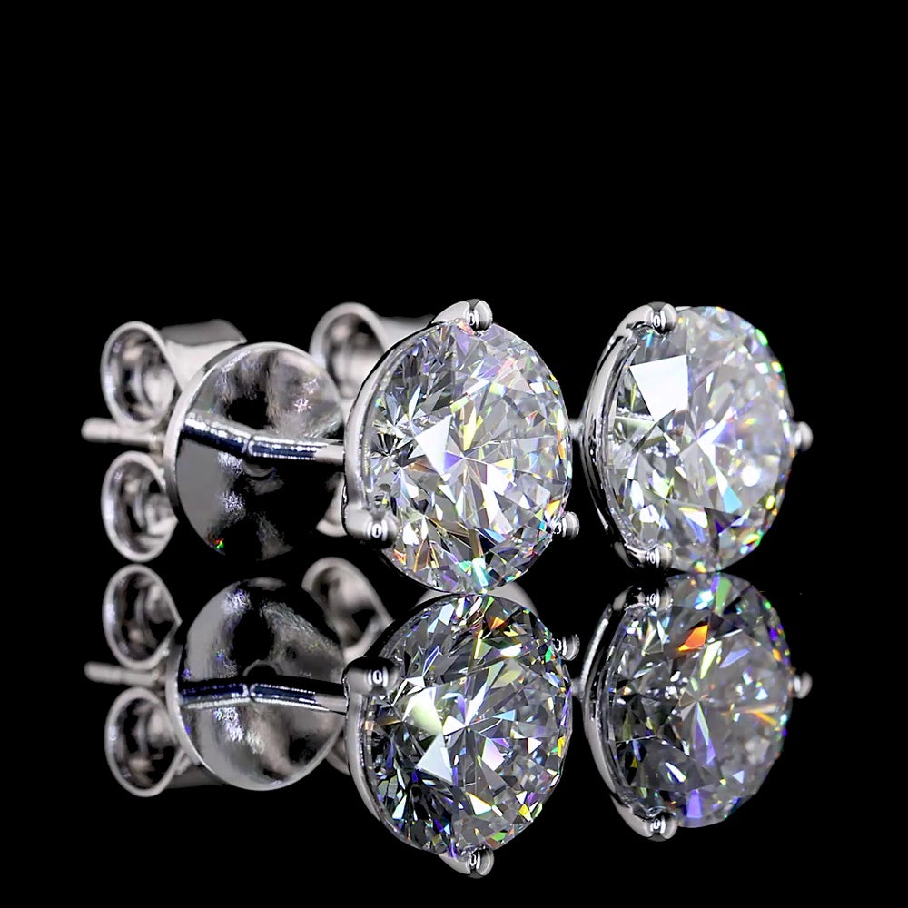 14K White Gold Round Brilliant Martini Stud Earrings with Lab Grown E-F VVS2 Diamonds - 2.02 Carats Total Diamond Weight - Covaloro Fine Jewelry
