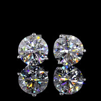 14K White Gold Round Brilliant Martini Stud Earrings with Lab Grown E-F VVS2 Diamonds - 2.02 Carats Total Diamond Weight - Covaloro Fine Jewelry