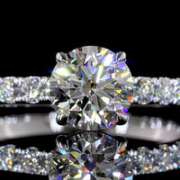 14K White Gold Round Brilliant Solitaire Diamond Shank Ring with 1.01 Carat D VVS1 Center Stone and 0.42 Carat Accent Diamonds - 1.43 Carat Total Diamond Weight - Covaloro Fine Jewelry