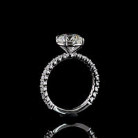 14K White Gold Round Brilliant Solitaire Engagement Ring with Diamond Shank - 2.56 Carat Center E VVS2 Lab Diamond, Total 3.22 Carats - Covaloro Fine Jewelry