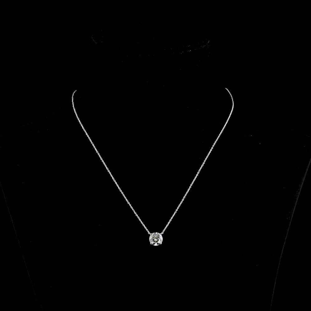 14K White Gold Round Brilliant Solitaire Pendant with Lab-Grown Diamond - 2.02 Carat Total Weight, E-F Color, VVS1 Clarity - Covaloro Fine Jewelry