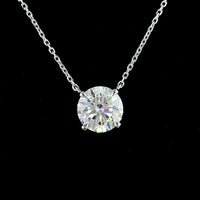 14K White Gold Round Brilliant Solitaire Pendant with Lab-Grown Diamond - 2.02 Carat Total Weight, E-F Color, VVS1 Clarity - Covaloro Fine Jewelry