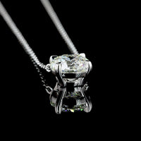 14K White Gold Round Brilliant Solitaire Pendant with Lab-Grown Diamond - 2.02 Carat Total Weight, E-F Color, VVS1 Clarity - Covaloro Fine Jewelry
