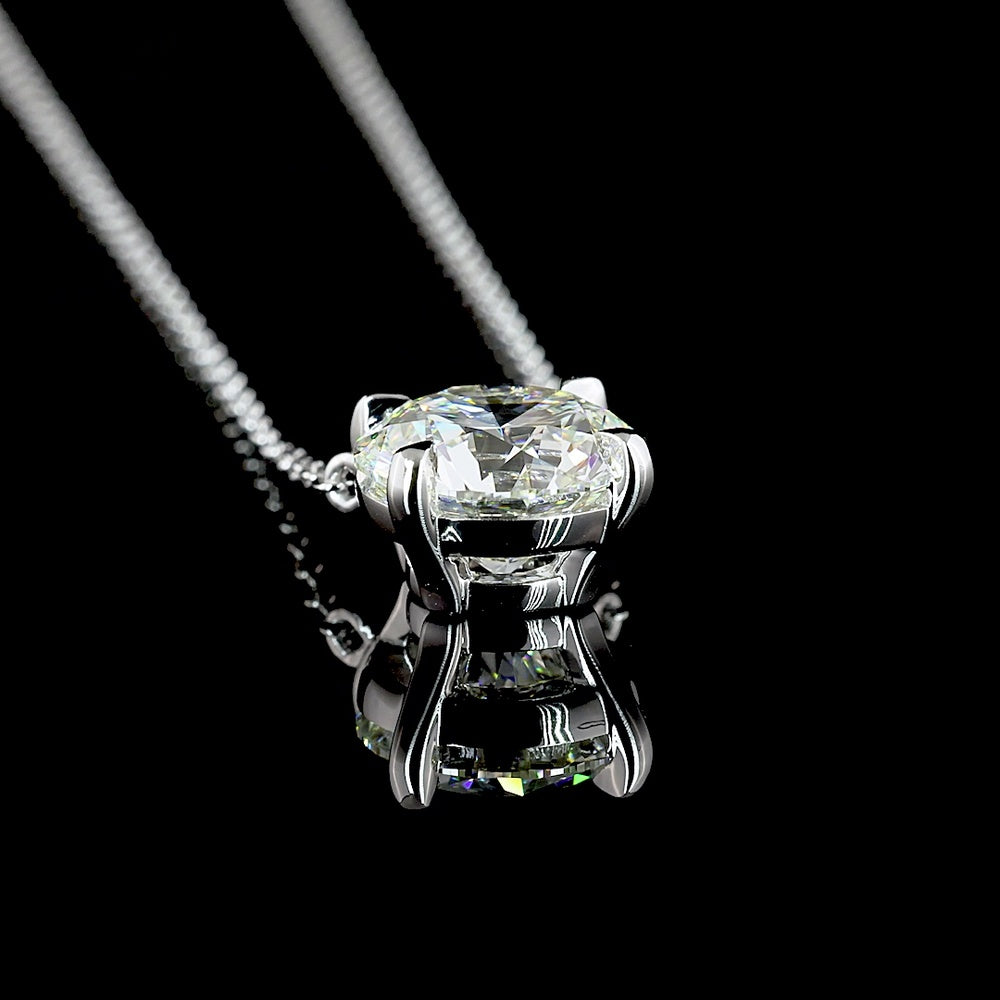 14K White Gold Round Brilliant Solitaire Pendant with Lab-Grown Diamond - 2.02 Carat Total Weight, E-F Color, VVS1 Clarity - Covaloro Fine Jewelry