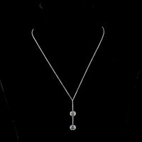 14K White Gold Round Brilliant Two-Stone Lariat Pendant with Bezel Set Lab Diamonds - 2.04 Carats Total Diamond Weight - Covaloro Fine Jewelry