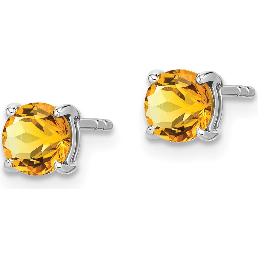 14K White Gold Round Citrine Stud Earrings - 0.47 Carat Total Citrine Weight by Monteluci Fine Jewelry
