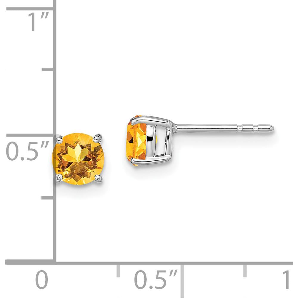 14K White Gold Round Citrine Stud Earrings - 0.47 Carat Total Citrine Weight by Monteluci Fine Jewelry
