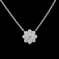 14K White Gold Round Cluster Pendant with 9 Brilliant Cut Lab Grown Diamonds - 1.16 Carats Total Diamond Weight - Covaloro Fine Jewelry