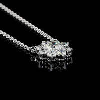 14K White Gold Round Cluster Pendant with 9 Brilliant Cut Lab Grown Diamonds - 1.16 Carats Total Diamond Weight - Covaloro Fine Jewelry