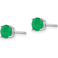 14K White Gold Round Cut Emerald Stud Earrings - 0.48 Carat Total Emerald Weight by Monteluci Fine Jewelry