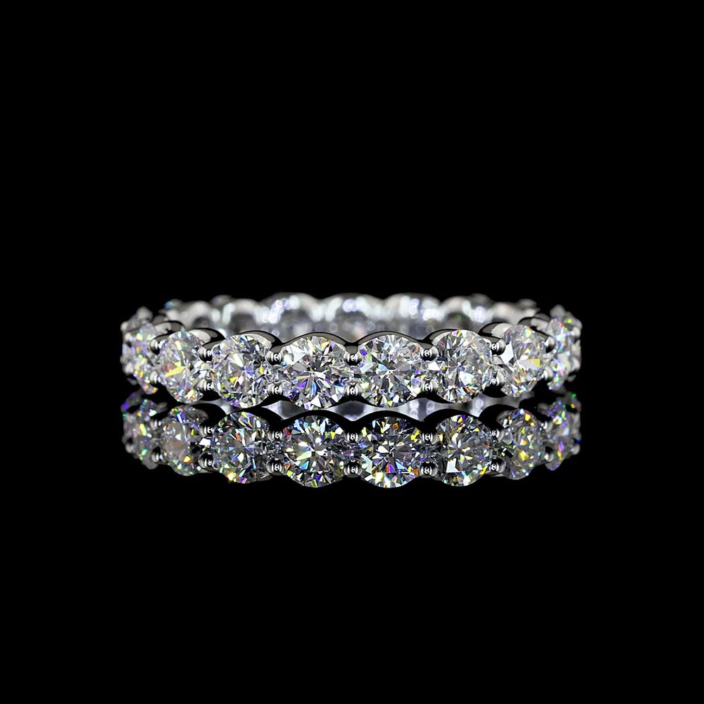 14K White Gold Round Cut Lab Diamond Eternity Band with U-Prong Setting - 1.67 Carat Total Diamond Weight - Covaloro Fine Jewelry