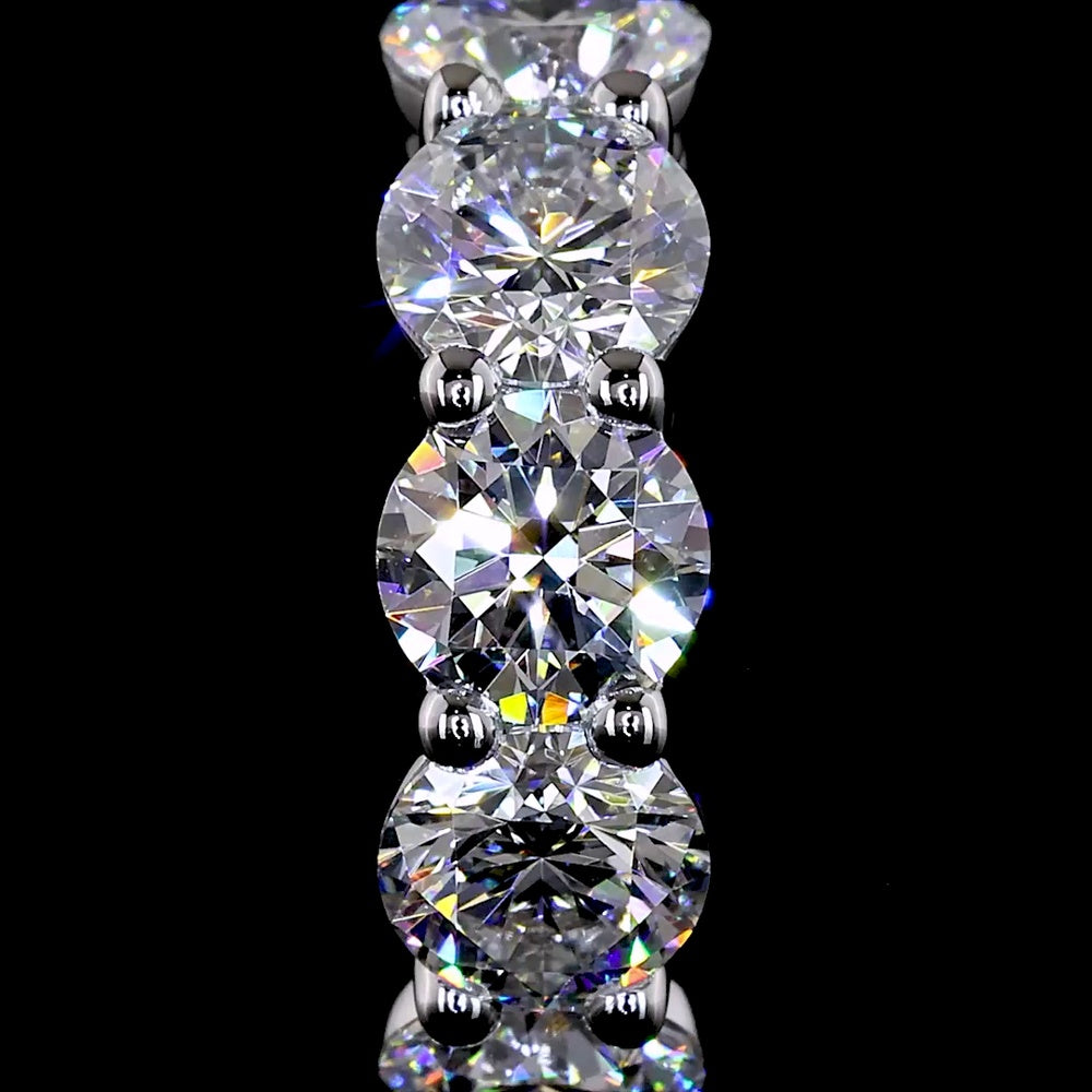 14K White Gold Round Cut Lab Diamond Huggie Earrings with Prong Setting - 3.14 Carat Total Diamond Weight - Covaloro Fine Jewelry