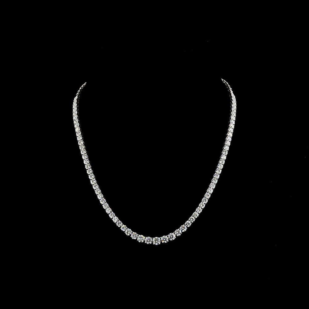 14K White Gold Round Cut Lab Diamond Riviera Necklace - 15.29 Carat Total Weight (E-F Color, VS Clarity, 138 Stones) - Covaloro Fine Jewelry