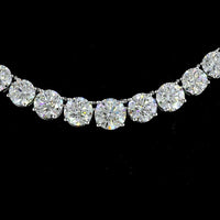14K White Gold Round Cut Lab Diamond Riviera Necklace - 15.29 Carat Total Weight (E-F Color, VS Clarity, 138 Stones) - Covaloro Fine Jewelry