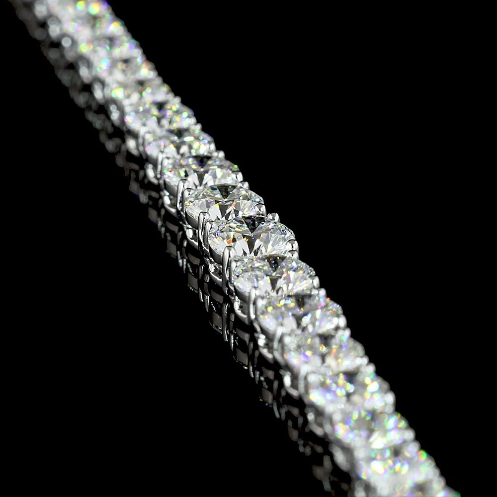 14K White Gold Round Cut Lab Diamond Riviera Necklace - 15.29 Carat Total Weight (E-F Color, VS Clarity, 138 Stones) - Covaloro Fine Jewelry