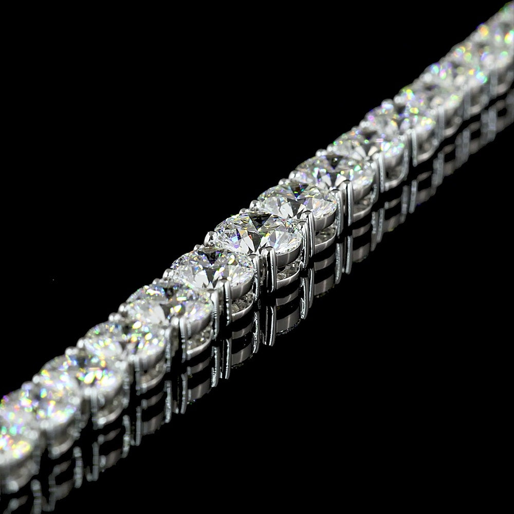 14K White Gold Round Cut Lab Diamond Riviera Necklace - 15.29 Carat Total Weight (E-F Color, VS Clarity, 138 Stones) - Covaloro Fine Jewelry