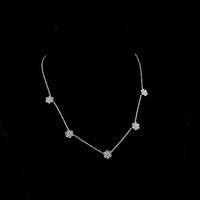 14K White Gold Round Cut Lab Diamond Station Necklace - 2.12 Carat Total Weight with E-F VS Clarity - Covaloro Fine Jewelry