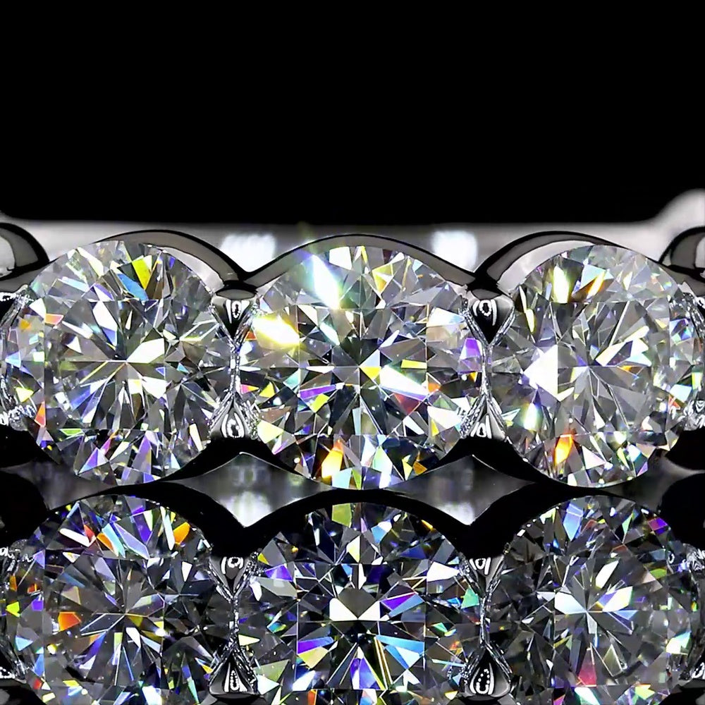 14K White Gold Round Cut Lab Diamond U-Prong Eternity Band - 3.29 Carat Total Diamond Weight - Covaloro Fine Jewelry