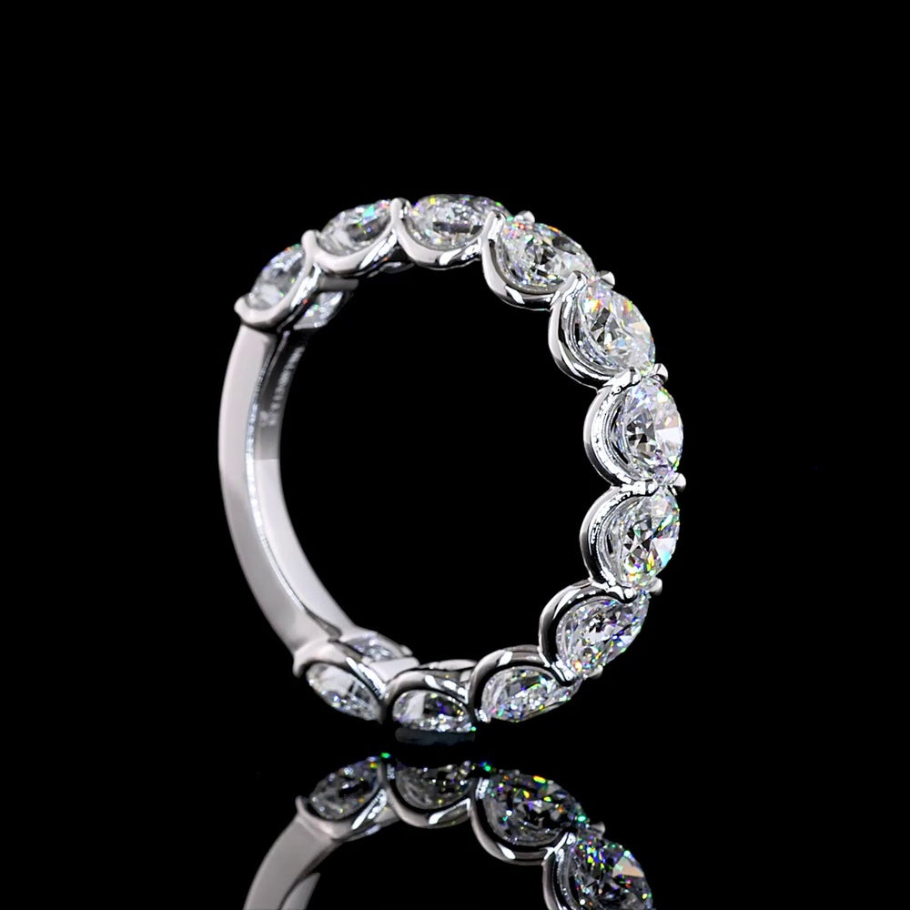 14K White Gold Round Cut Lab Diamond U-Prong Eternity Band - 3.29 Carat Total Diamond Weight - Covaloro Fine Jewelry