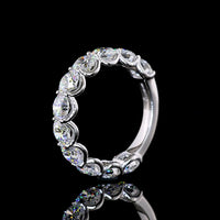 14K White Gold Round Cut Lab Diamond U-Prong Eternity Band - 3.29 Carat Total Diamond Weight - Covaloro Fine Jewelry