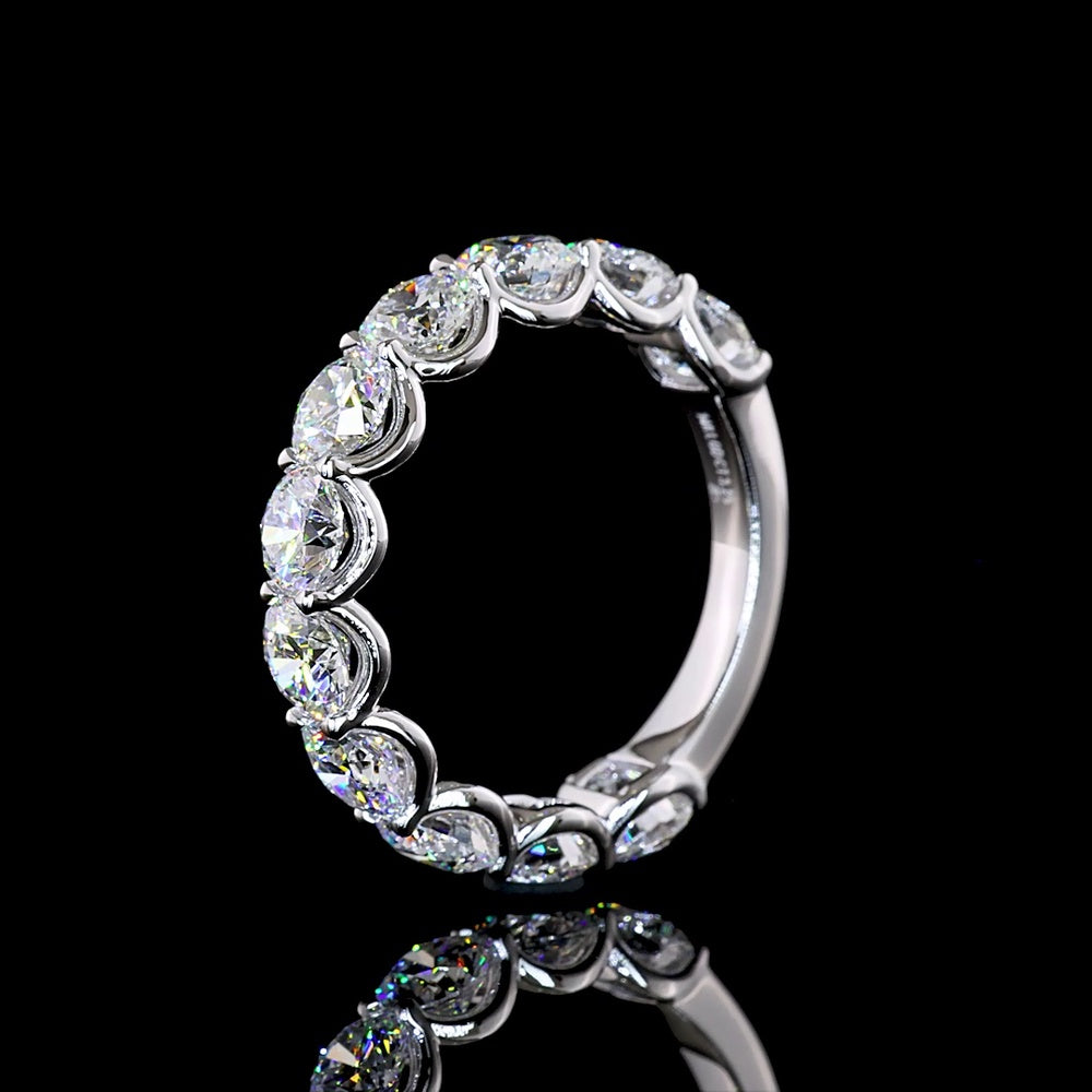 14K White Gold Round Cut Lab Diamond U-Prong Eternity Band - 3.29 Carat Total Diamond Weight - Covaloro Fine Jewelry