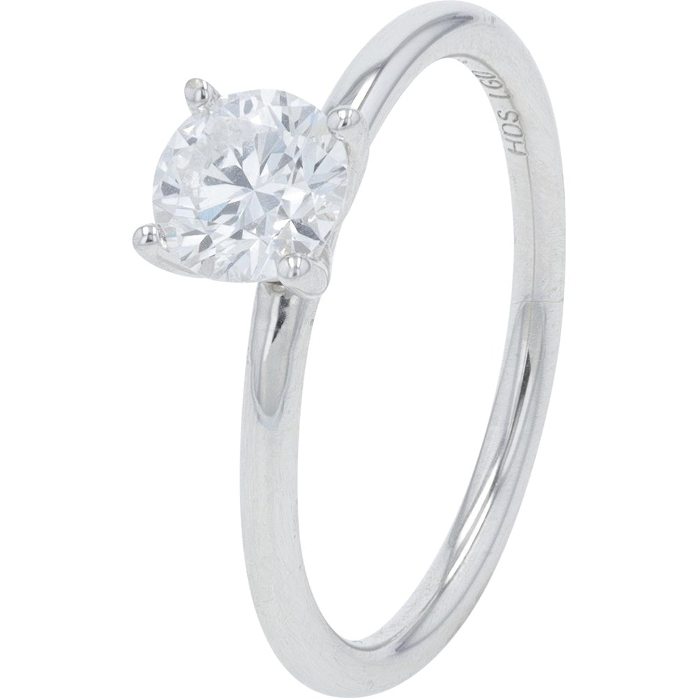 14K White Gold Round Cut Lab Grown Diamond Solitaire Engagement Ring - 0.75 Carat Total Diamond Weight