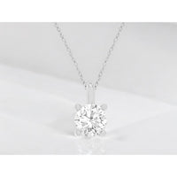 14K White Gold Round Cut Lab Grown Diamond Solitaire Pendant on Cable Chain - 0.50 Carat Total Weight - Royal Jewelry