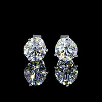 14K White Gold Round Cut Martini Stud Earrings with Lab Grown D VS1 Diamonds - 1.82 Carat Total Weight - Covaloro Fine Jewelry