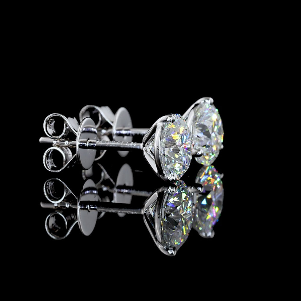 14K White Gold Round Cut Martini Stud Earrings with Lab Grown D VS1 Diamonds - 1.82 Carat Total Weight - Covaloro Fine Jewelry