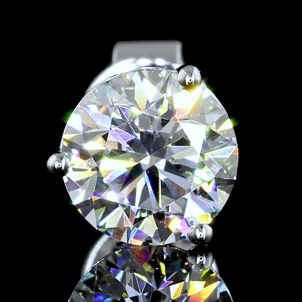 14K White Gold Round Cut Martini Stud Earrings with Lab Grown D VS1 Diamonds - 1.82 Carat Total Weight - Covaloro Fine Jewelry