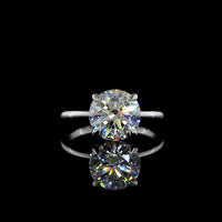 14K White Gold Round Cut Solitaire Engagement Ring with 3.53 Carat Lab Grown F VVS2 Diamond - IGI Certified - Covaloro Fine Jewelry
