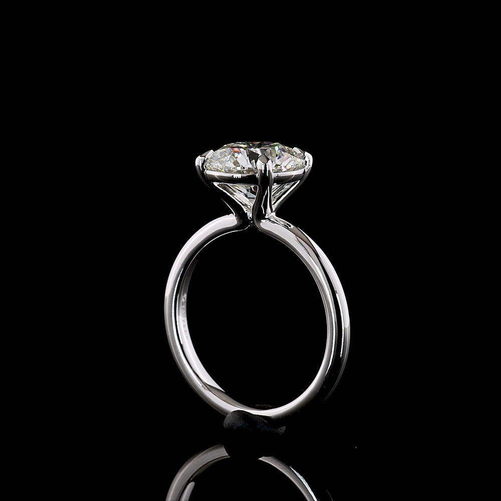 14K White Gold Round Cut Solitaire Engagement Ring with 3.53 Carat Lab Grown F VVS2 Diamond - IGI Certified - Covaloro Fine Jewelry