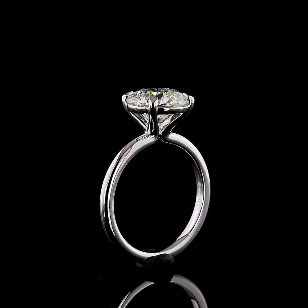 14K White Gold Round Cut Solitaire Engagement Ring with 3.53 Carat Lab Grown F VVS2 Diamond - IGI Certified - Covaloro Fine Jewelry