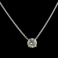 14K White Gold Round-Cut Solitaire Pendant with 3.03 Carat Lab Diamond - E-F Color, VVS2 Clarity, Four-Prong Setting - Covaloro Fine Jewelry