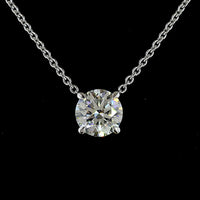 14K White Gold Round-Cut Solitaire Pendant with 3.03 Carat Lab Diamond - E-F Color, VVS2 Clarity, Four-Prong Setting - Covaloro Fine Jewelry