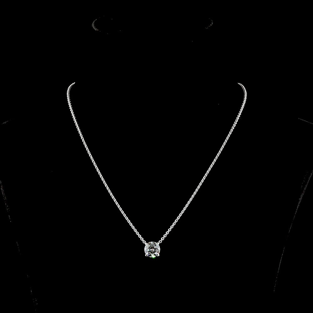 14K White Gold Round-Cut Solitaire Pendant with 3.03 Carat Lab Diamond - E-F Color, VVS2 Clarity, Four-Prong Setting - Covaloro Fine Jewelry