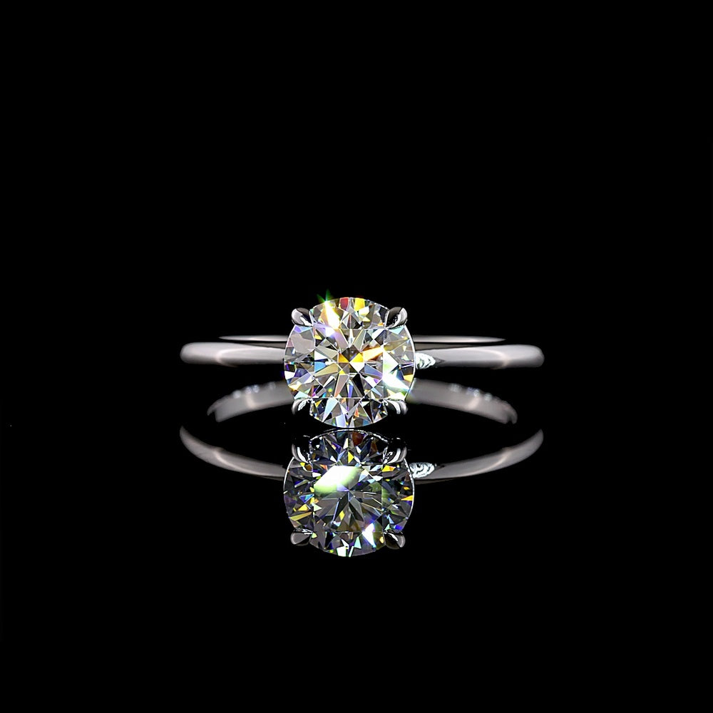 14K White Gold Round Cut Solitaire Ring with 1.25 Carat Lab Diamond (D Color, VVS2 Clarity) - IGI Certified - Covaloro Fine Jewelry