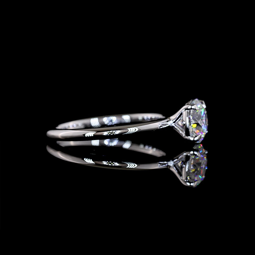 14K White Gold Round Cut Solitaire Ring with 1.25 Carat Lab Diamond (D Color, VVS2 Clarity) - IGI Certified - Covaloro Fine Jewelry