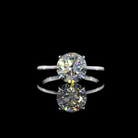 14K White Gold Round Cut Solitaire Ring with Lab-Grown 2.58 Carat E-F VVS2 Brilliant Diamond - IGI Certified - Covaloro Fine Jewelry