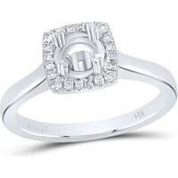 14K White Gold Round Diamond 1/2 Ct Center Semi-Mount Bridal Ring with Halo - 1/4 Ct Total Diamond Weight