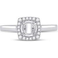 14K White Gold Round Diamond 1/2 Ct Center Semi-Mount Bridal Ring with Halo - 1/4 Ct Total Diamond Weight