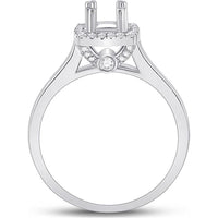 14K White Gold Round Diamond 1/2 Ct Center Semi-Mount Bridal Ring with Halo - 1/4 Ct Total Diamond Weight