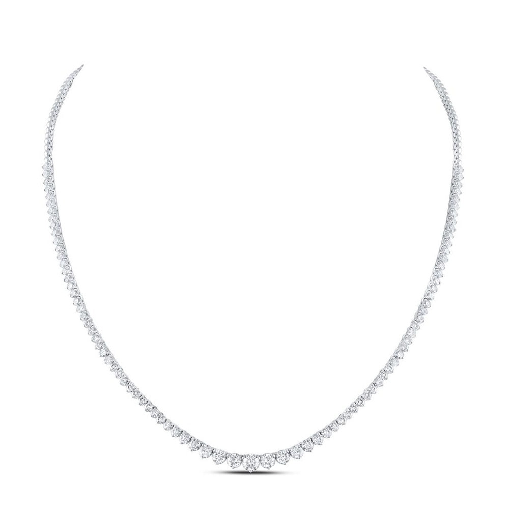 14K White Gold Round Diamond 17-Inch Necklace - 6 1/4 Carat Total Diamond Weight