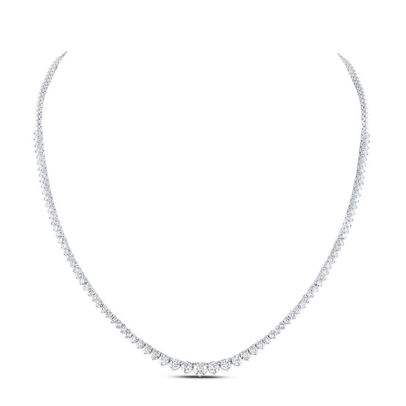 14K White Gold Round Diamond 17-Inch Necklace - 6 1/4 Carat Total Diamond Weight