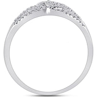 14K White Gold Round Diamond 3-Stone Ring with Illusion-set and Prong-set Diamonds - 1/5 Carat Total Diamond Weight
