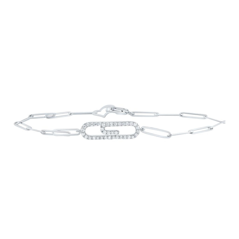 14K White Gold Round Diamond 7-Inch Bracelet - 1/4 Carat Total Diamond Weight