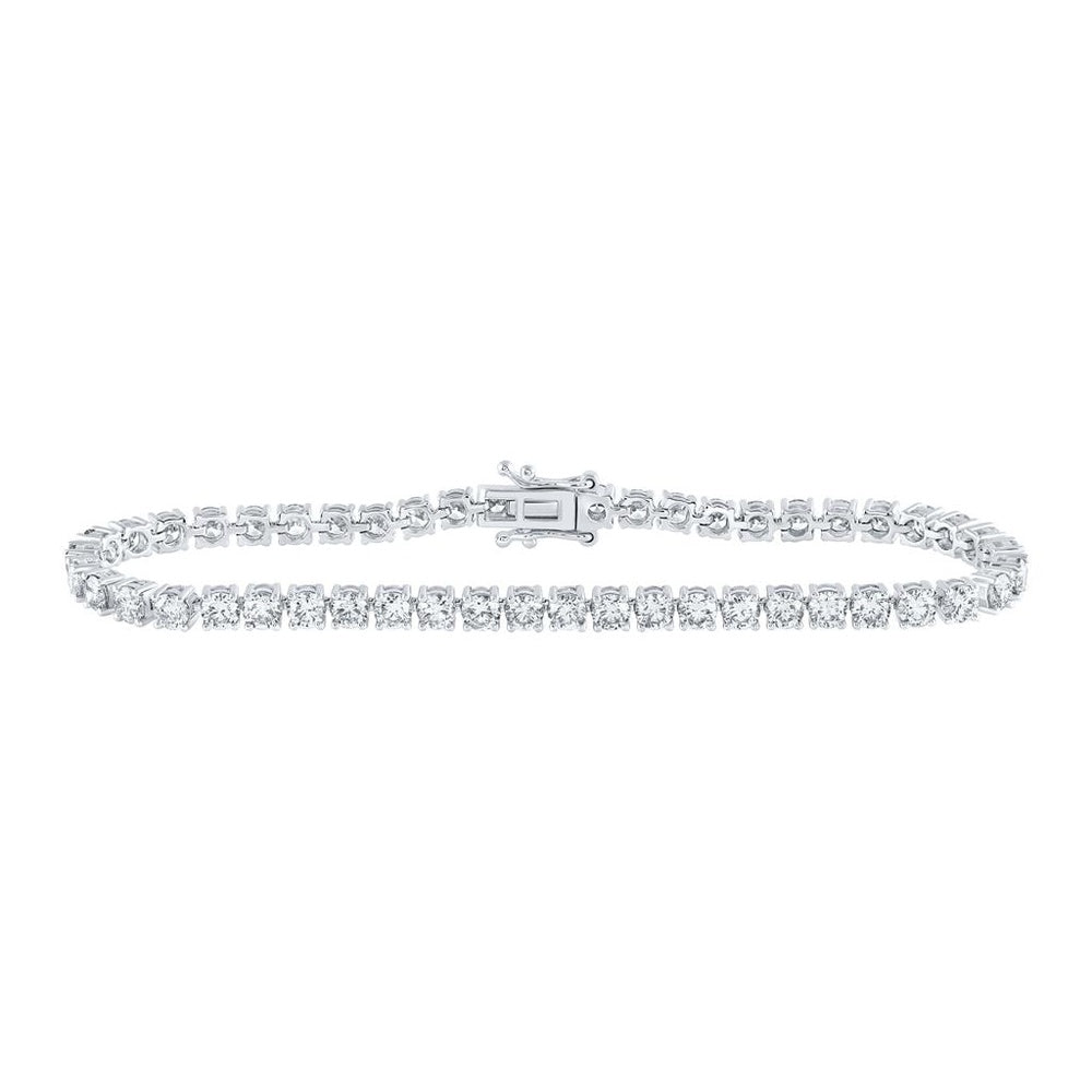 14K White Gold Round Diamond Bracelet - 7 Carat Total Diamond Weight