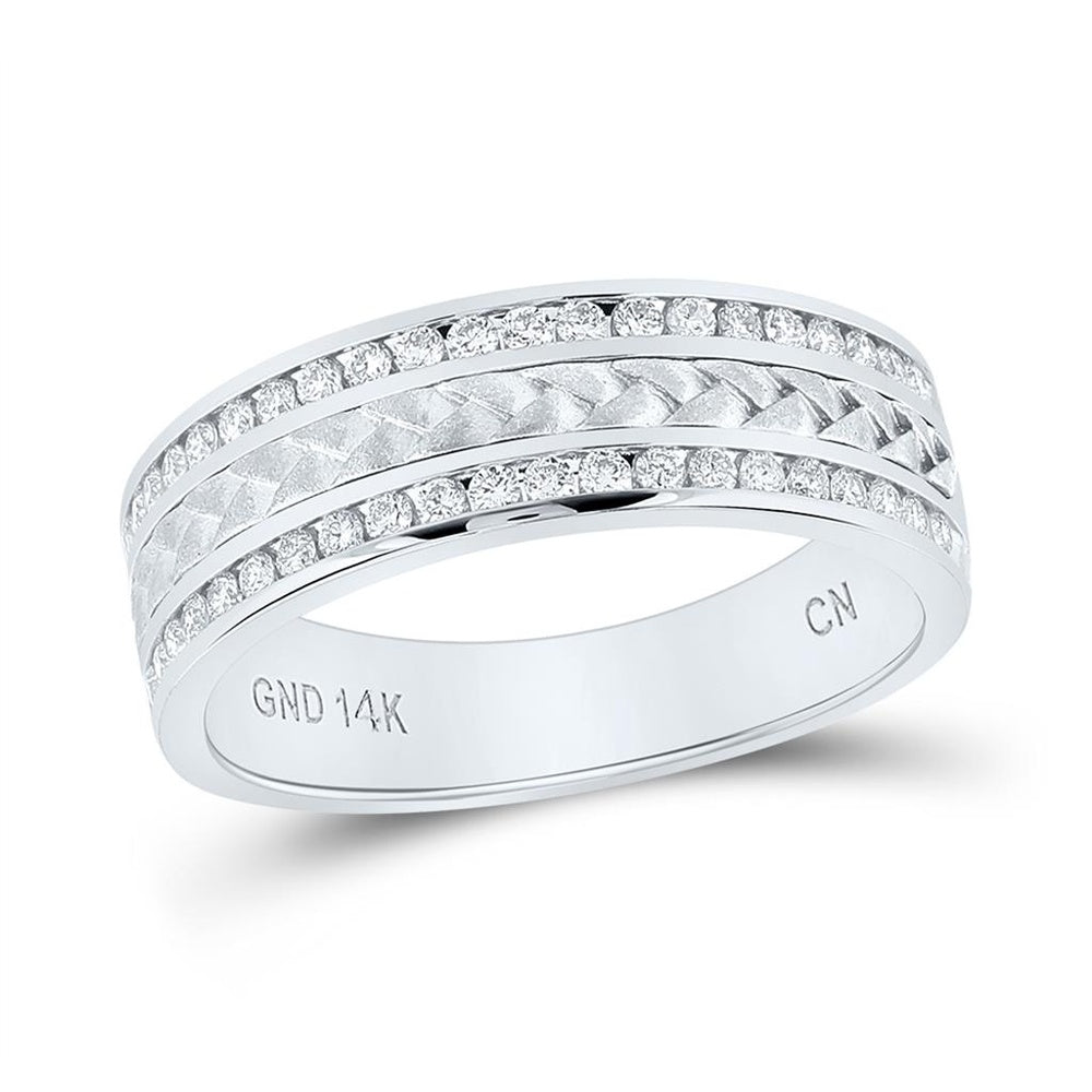 14K White Gold Round Diamond Bridal Ring - 1/2 Carat Total Diamond Weight